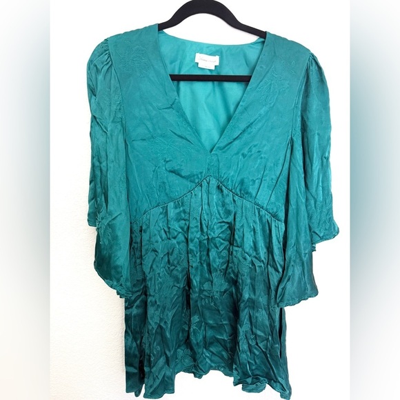 Lovers & Friends Satin Floral Bell Sleeve Boho Mini Dress - Picture 2 of 6